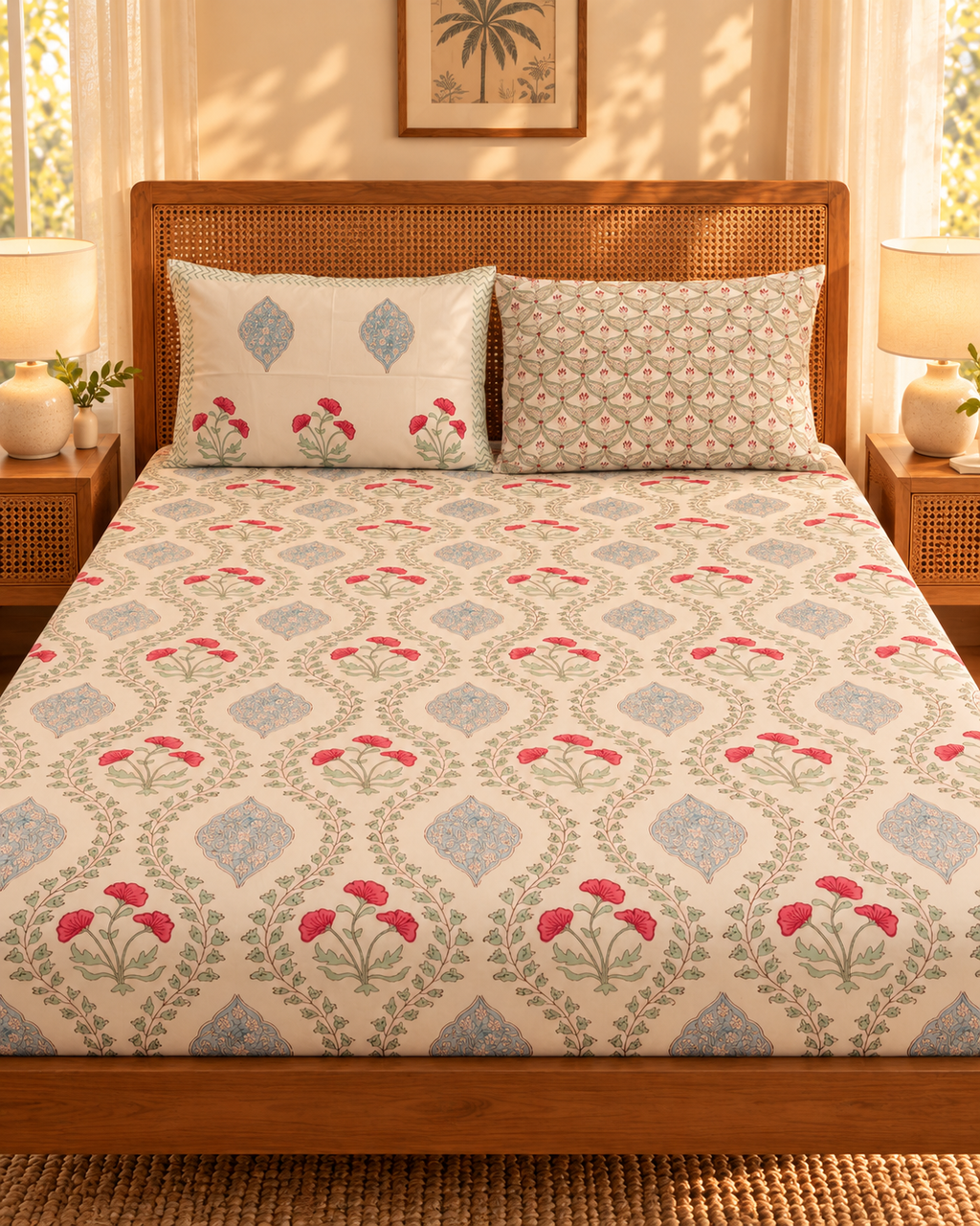 Garden Trellis Fitted Sheet Set (Queen)