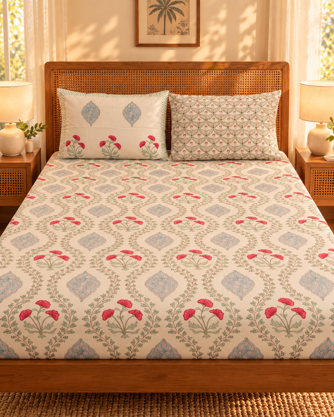 Garden Trellis Fitted Sheet Set (Queen)