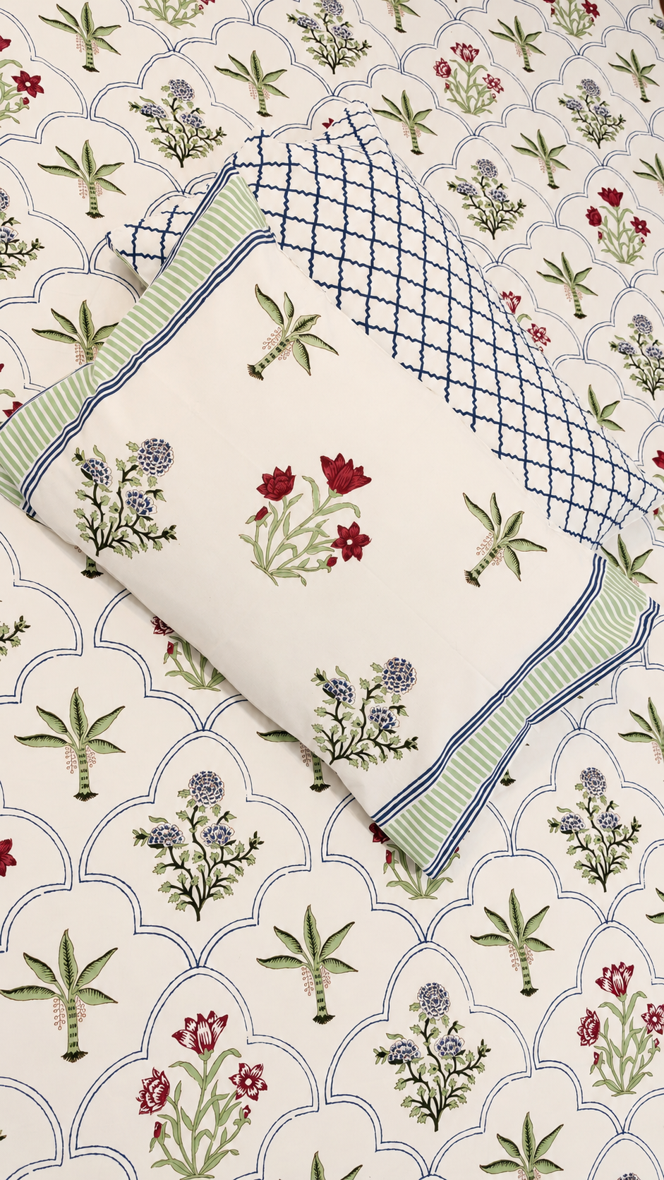 Palm Courtyard Fitted Sheet Set (Queen)