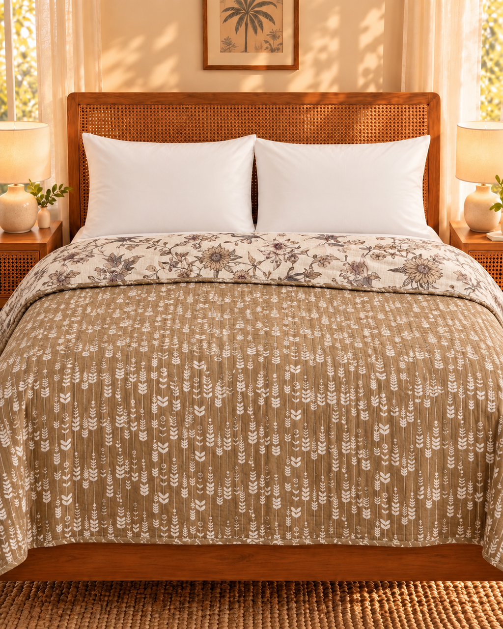 Sandstone Bloom Coverlet - Double