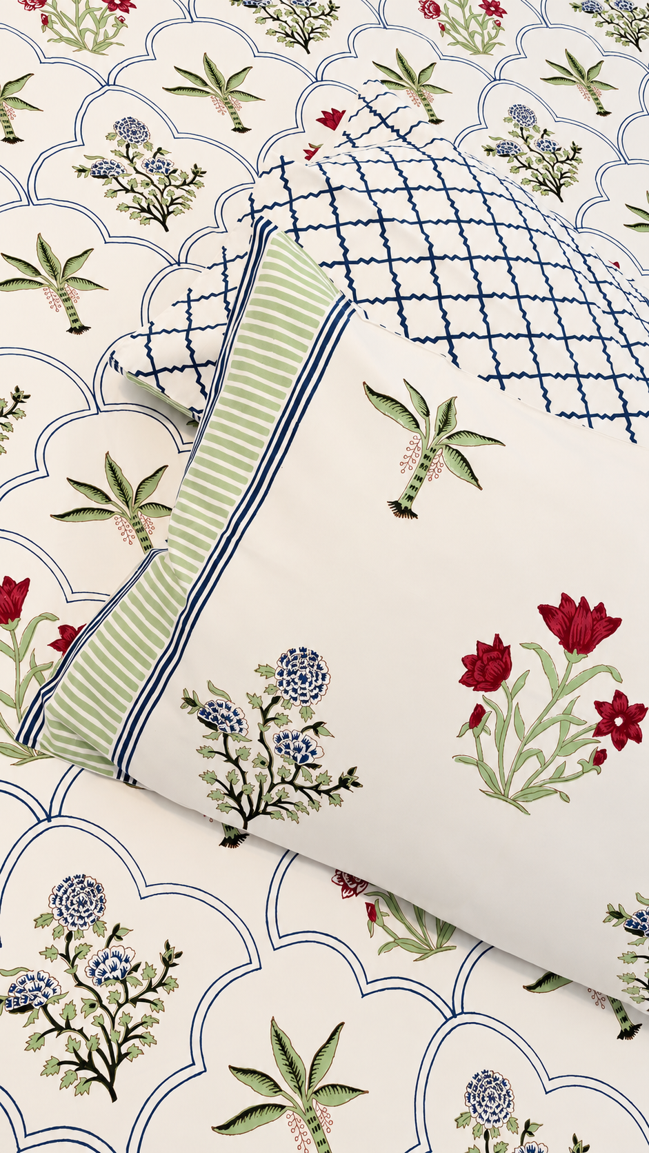 Palm Courtyard Fitted Sheet Set (Queen)